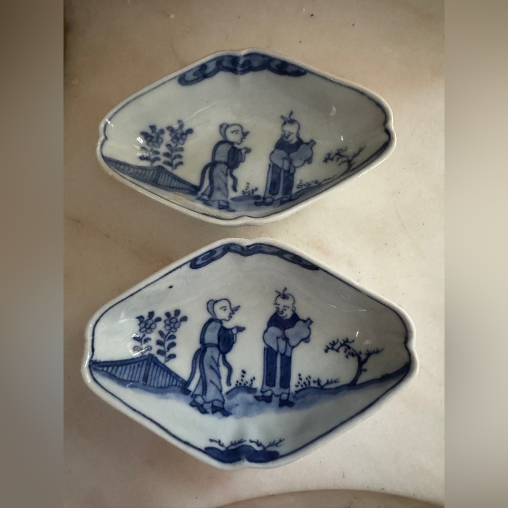 Vintage Japanese Arita Porcelain Sweetmeat Set of 2 Dishes